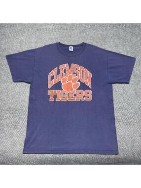 Vintage 90s Clemson Tigers University Russell Athletic T-Shirt XL RARE MENS NAVY